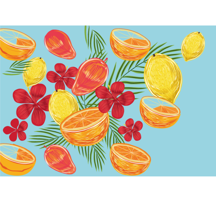 Fotomurais flores arranjo de frutas tropicais - TenStickers