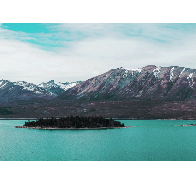 Fotomurais de paisagens lagoa da ilha montanhosa - TenStickers