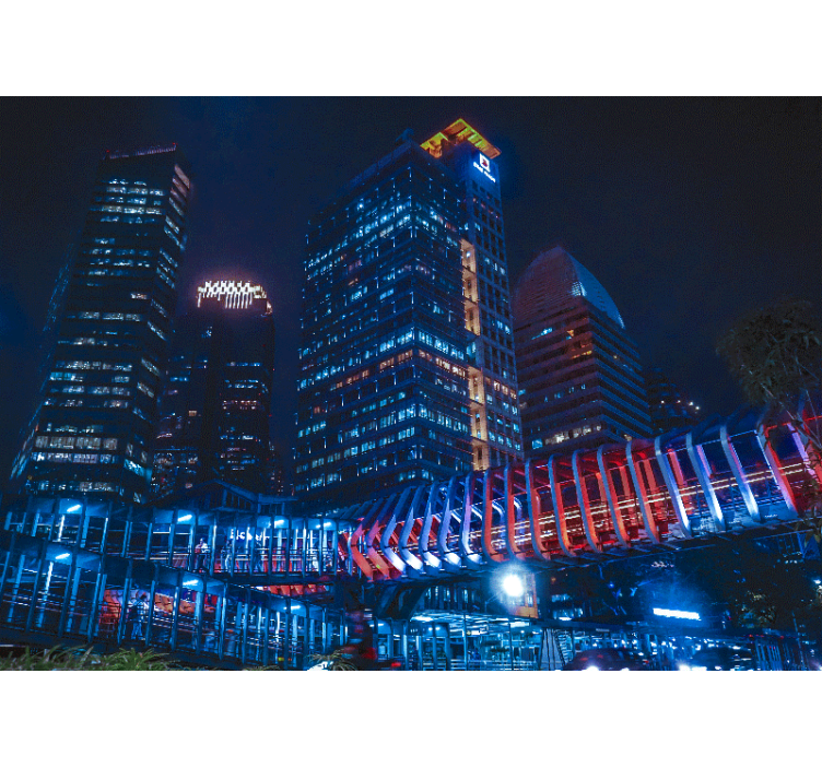 Fotomurais cidades e países paisagem urbana noturna - TenStickers