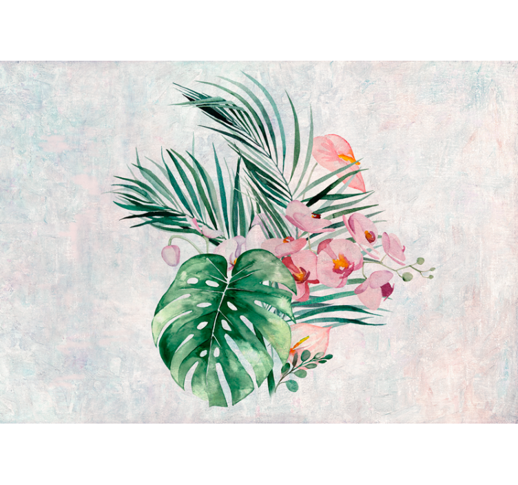 Fotomurais de paisagens Aquarela monstera folhas padrão - TenStickers