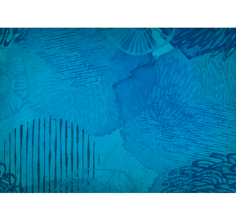 Mural de parede abstrato com padrões texturizados azuis - TenStickers