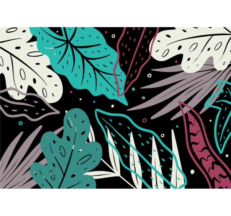 Mural de parede natureza com motivos de folhas decorativas - TenStickers