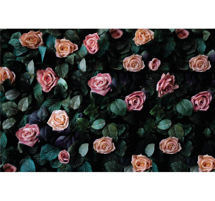 Fotomurais flores rosas e folhagens - TenStickers