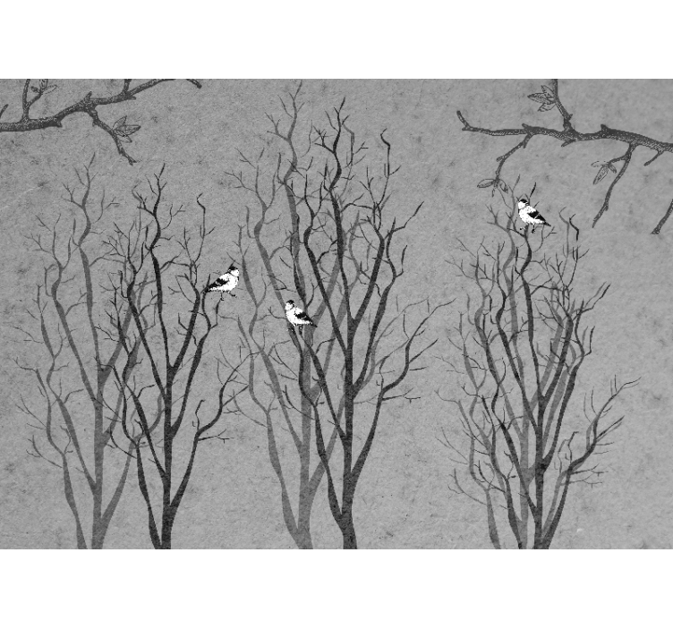 Mural de parede de árvores ramos com pássaros - TenStickers