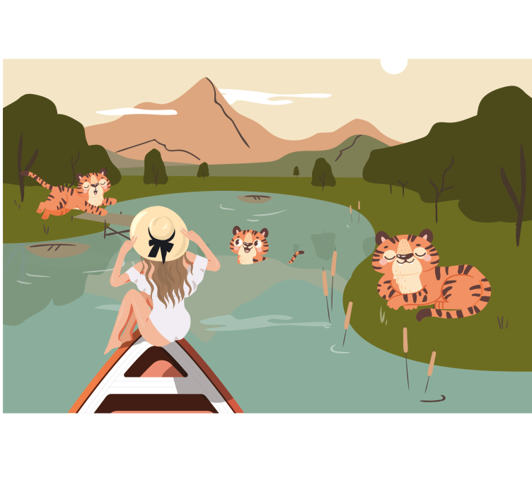 Mural de parede infantil cena de aventura do tigre - TenStickers