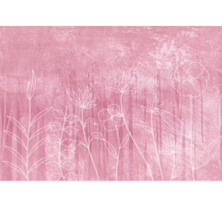 Fotomurais flores contorno floral delicado - TenStickers