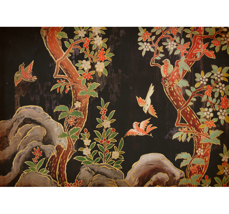 Lindos pássaros em galhos fotomural de parede - TenStickers