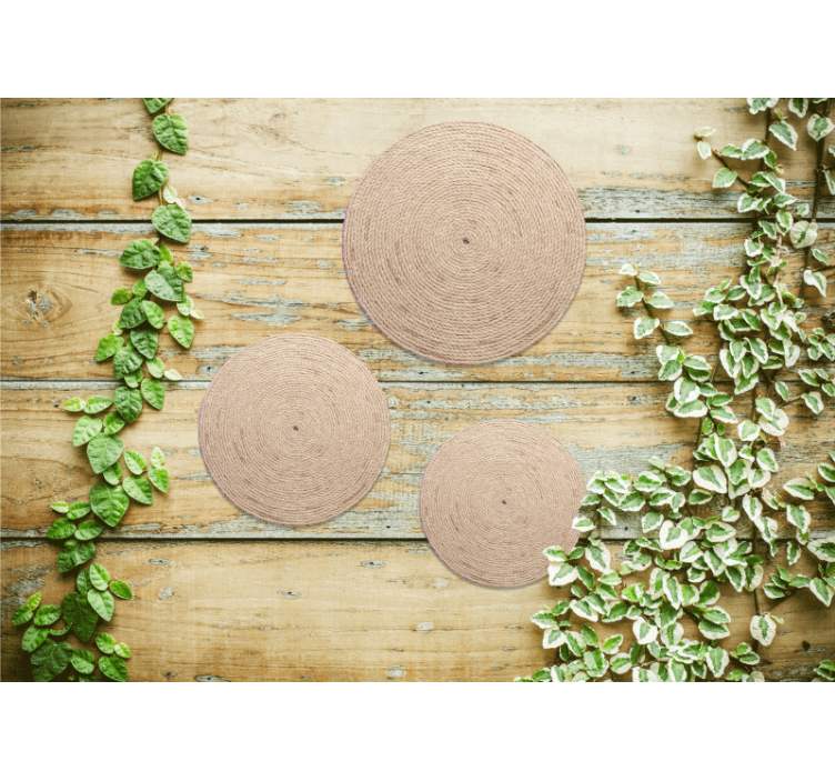 Mural de parede padrões e texturas círculos de corda natural - TenStickers