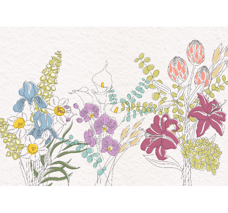 Mural de parede flores desenhadas - TenStickers