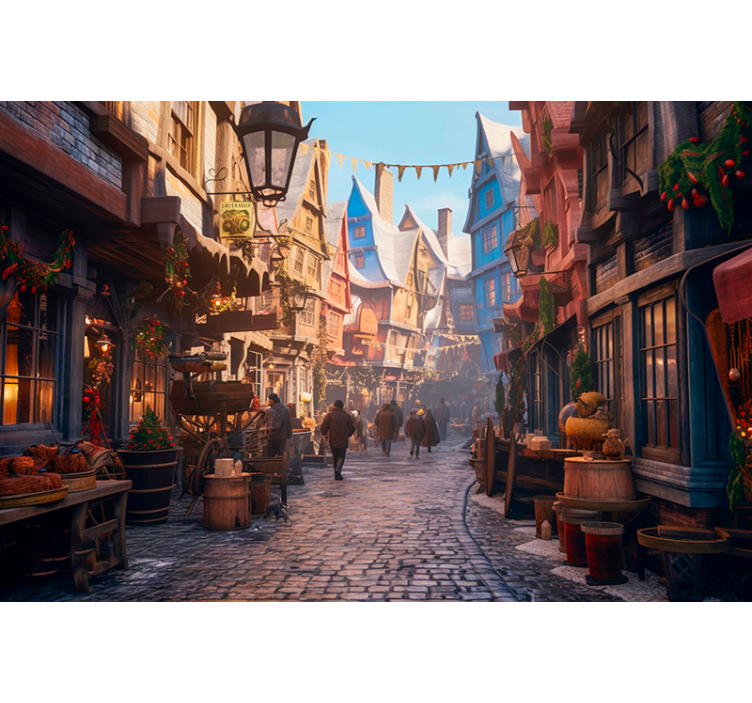 Mural de parede de fantasía cidade dos Mágicos - TenStickers