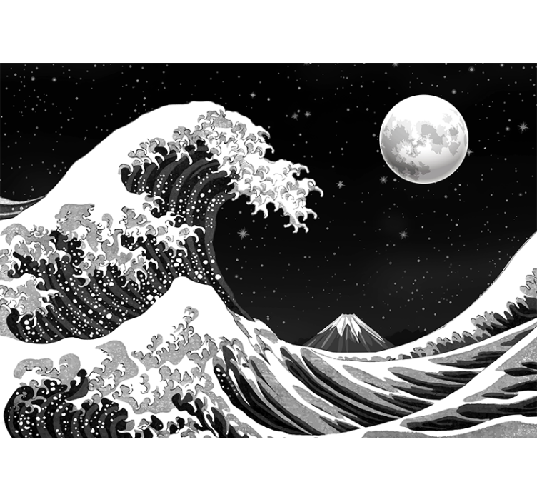 Arte clássica: Onda japonesa de Kanagawa à noite - TenStickers