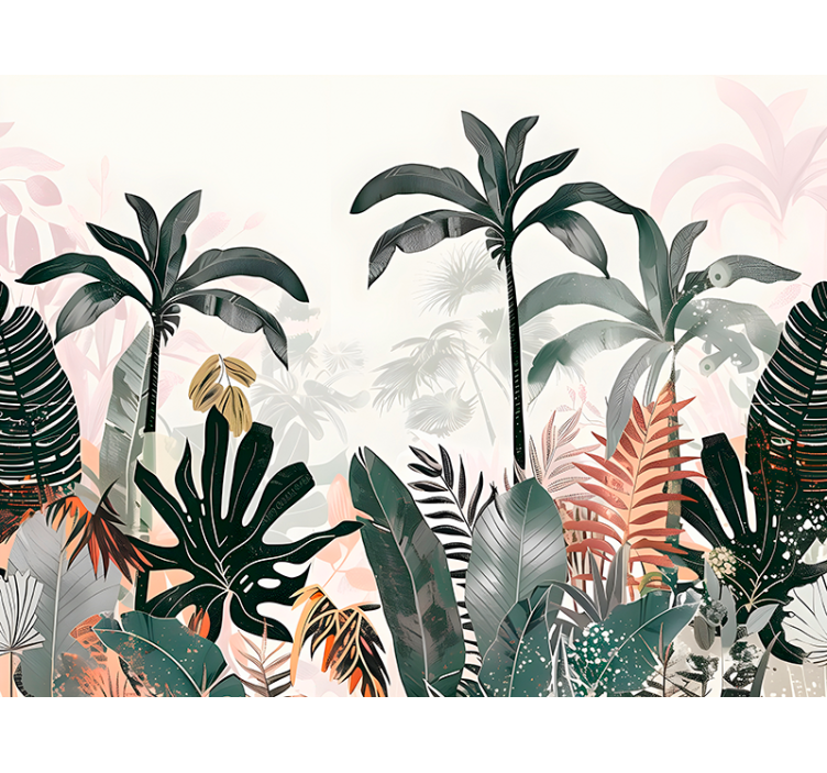Mural de parede da natureza folhas grandes tropicais - TenStickers