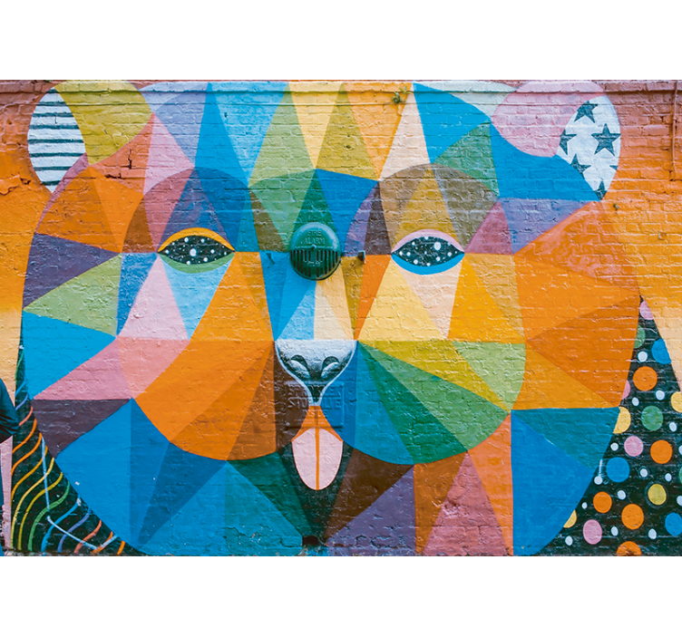 Mural de parede de arte urbana felino geométrico - TenStickers