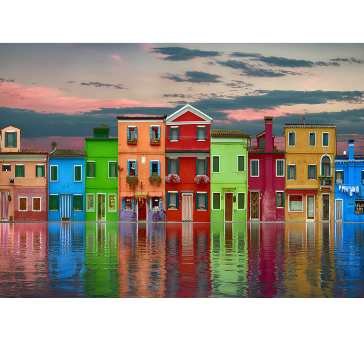 Fotomurais cidades e países canal burano colorido - TenStickers