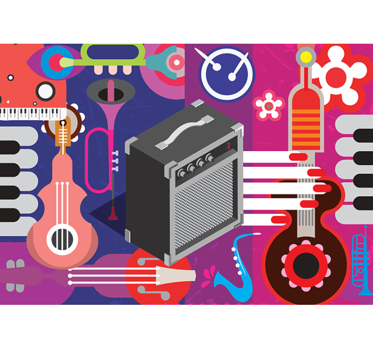 Mural de parede música amplificadores e instrumentos - TenStickers