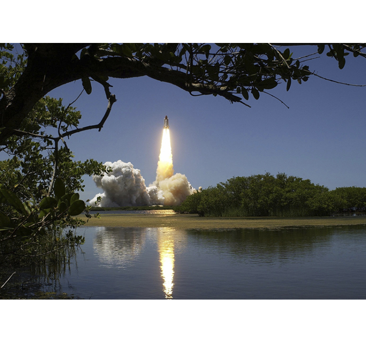 Mural de parede espaço vista do lançamento de foguete - TenStickers