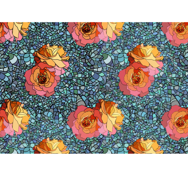 Fotomural decorativo mosaico de flores abstratas - TenStickers