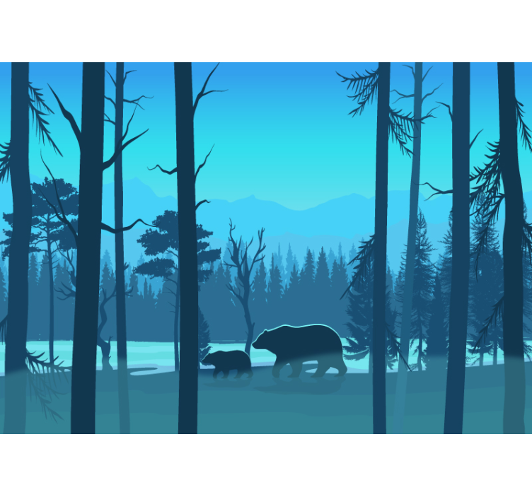 Murais de Parede Crianças montanhas e ursos - TenStickers