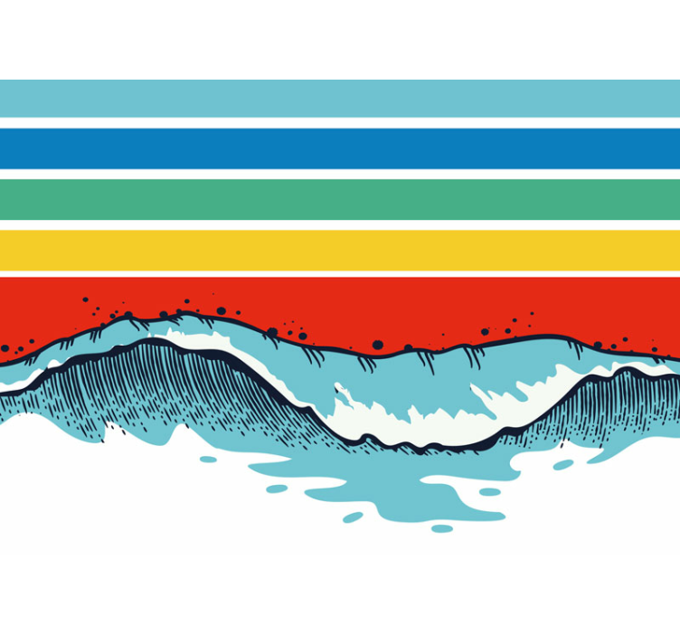 Mural de parede natureza com padrão de ondas estilizadas - TenStickers