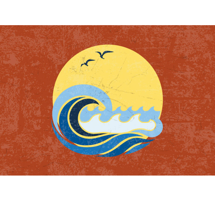 Mural de parede mar cena de onda do pôr do sol - TenStickers