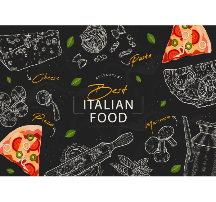 Murais de Parede ícones de comida italiana - TenStickers