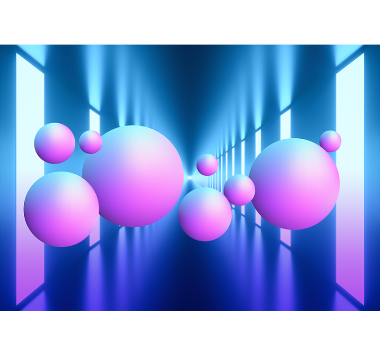 Mural de parede abstrato ilusão de esferas flutuantes - TenStickers