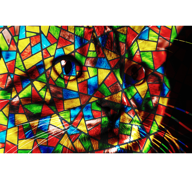 Mural de parede animais mosaico colorido de gato - TenStickers
