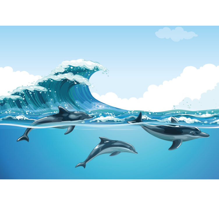 Mural de parede mar golfinhos deslizando alegremente - TenStickers