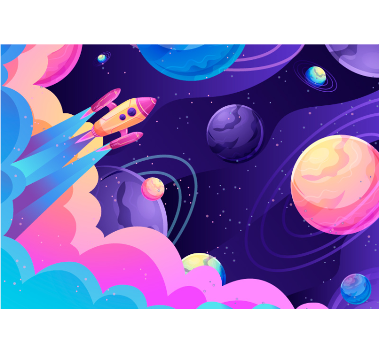 Mural de parede fantasía viagem espacial de foguete - TenStickers