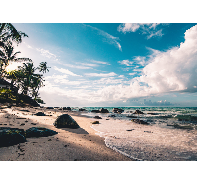 Mural de parede mar pôr do sol na praia tropical - TenStickers