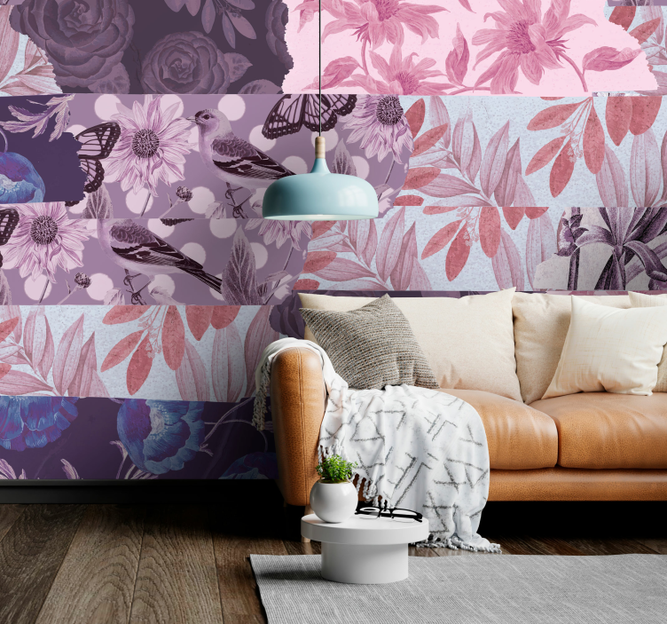 Fotomural para sala floral digital lavender - TenStickers