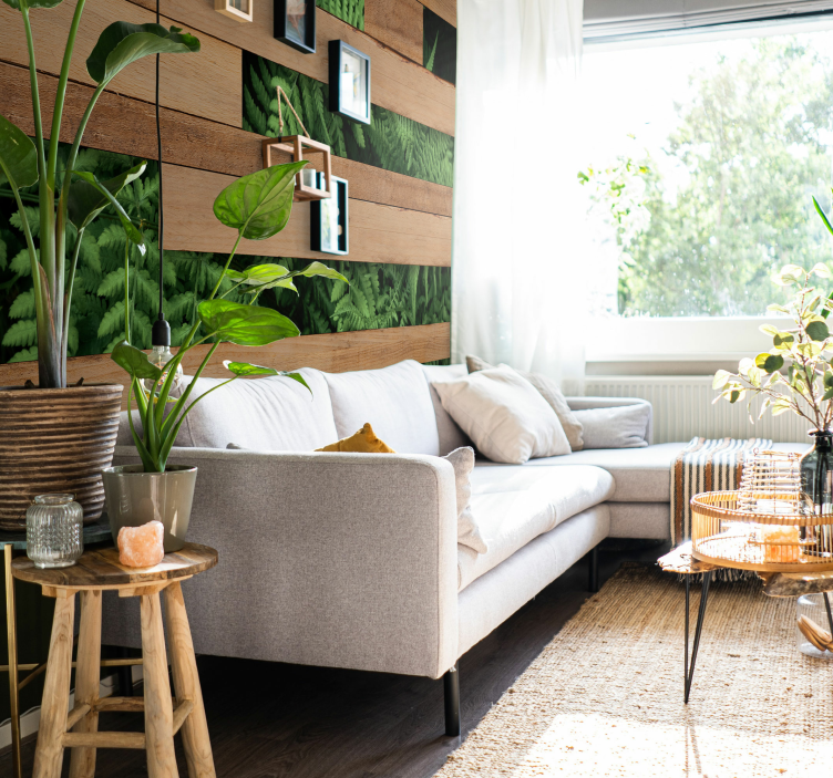 Mural de parede de madeira parede de plantas - TenStickers