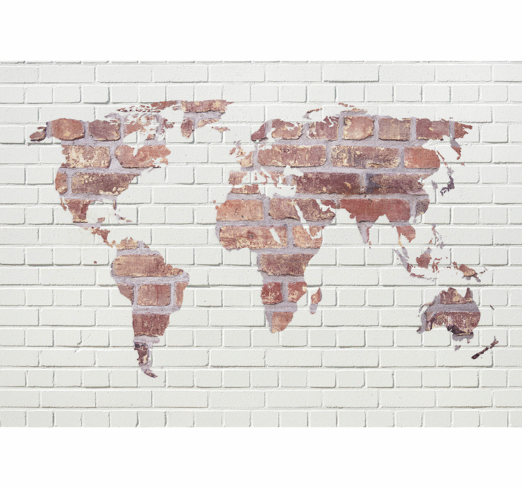 Mural de parede mapa mundial tijolo de mapa mundial - TenStickers