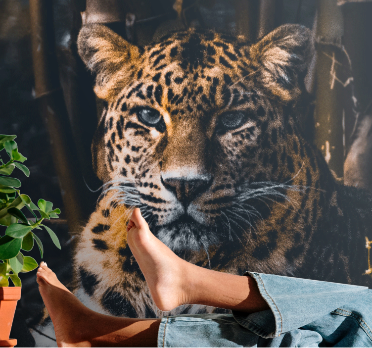 Mural de parede animais retrato de leopardo majestoso - TenStickers