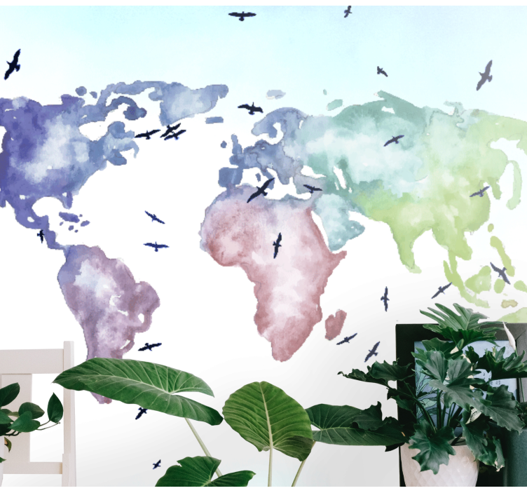 Mapa-múndi pássaro bebê fotomural - TenStickers