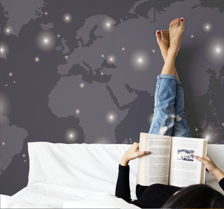 Europa à noite fotomural de mapa mundial - TenStickers