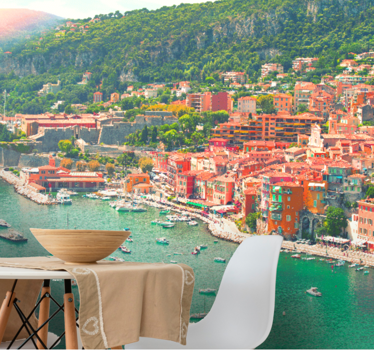 Fotomurais cidades e países perspectiva de vila à beira-mar - TenStickers