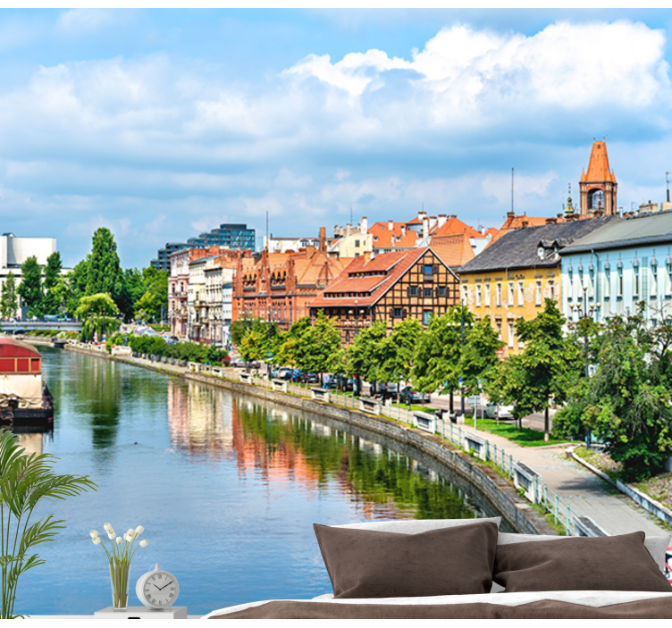 Fotomurais cidades e países reflexão de paisagem urbana - TenStickers