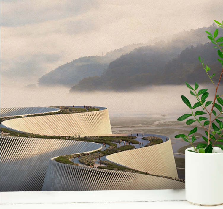 Fotomurais de paisagens com formas arquitetônicas curvas - TenStickers