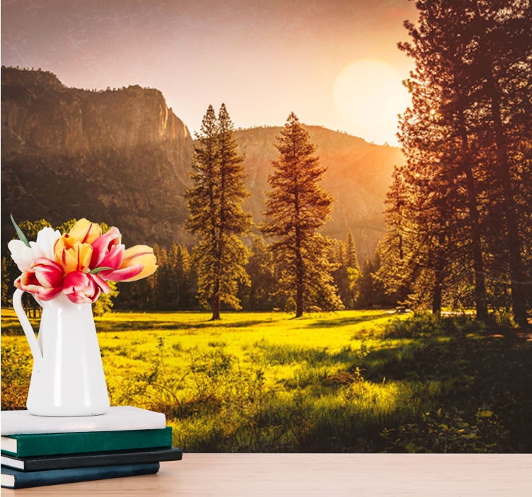 Fotomurais de paisagens pôr do sol sereno na montanha - TenStickers
