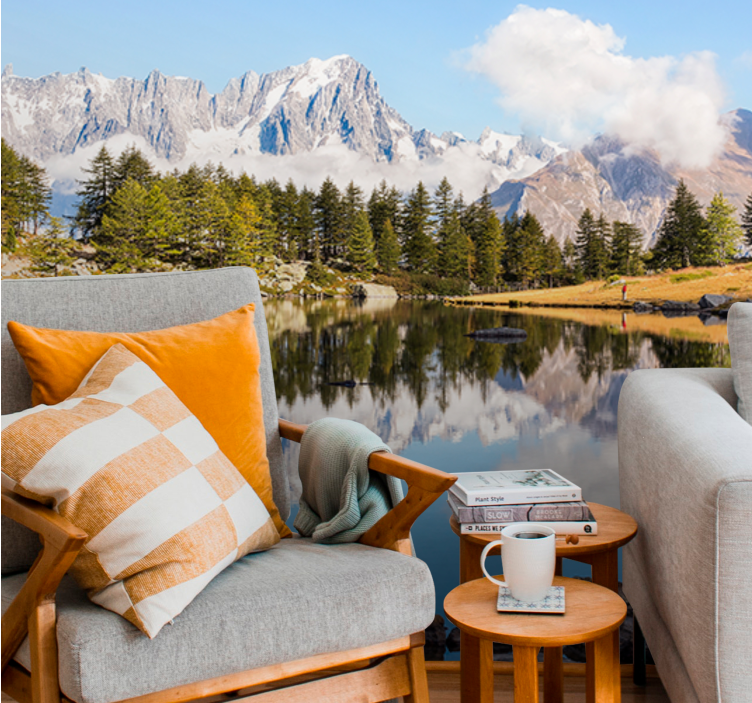 Fotomurais de paisagens reflexão de montanhas - TenStickers
