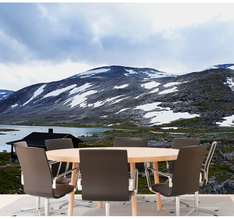 Fotomurais de paisagens refúgio no lago da montanha - TenStickers