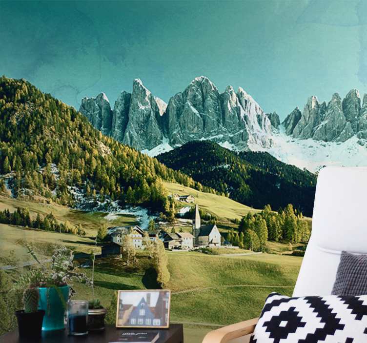 Fotomurais de paisagens vila na montanha - TenStickers