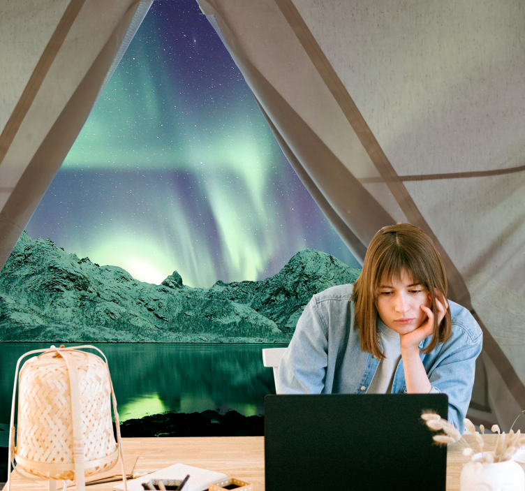 Fotomurais de paisagens vista da aurora boreal - TenStickers