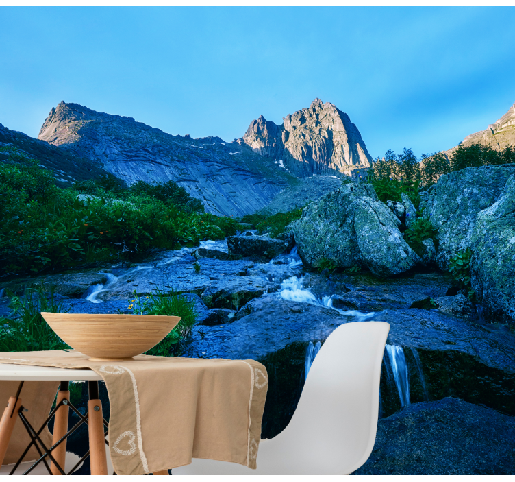 Fotomurais de paisagens vista de riacho nas montanhas - TenStickers