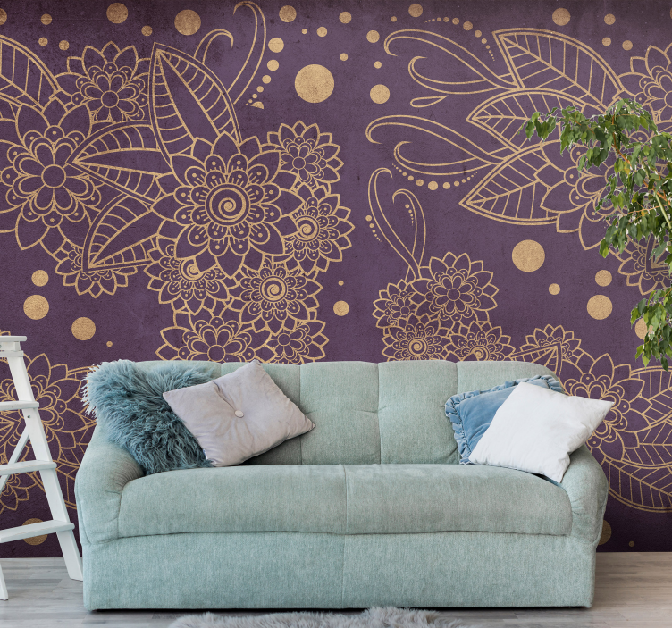 Murais de Parede Canto paisley floral - TenStickers