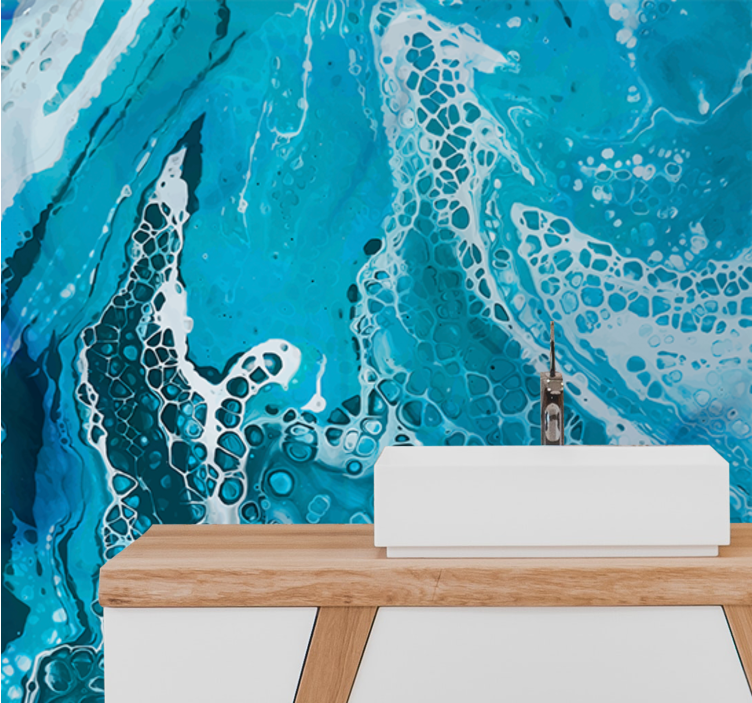 Fotomurais para casa de banho Efeito de mármore líquido azul clar - TenStickers