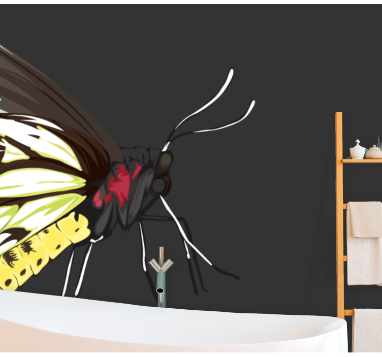 Fotomurais flores desenho de borboleta amarela - TenStickers