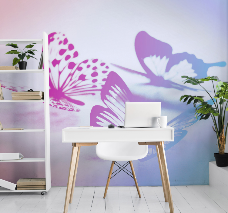 Fotomurais flores silhuetas elegantes de borboletas - TenStickers