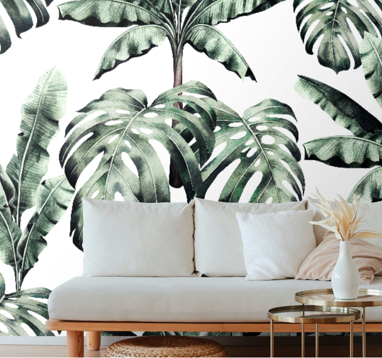 Fotomurais de paisagens Folhas tropicais em aquarela - TenStickers